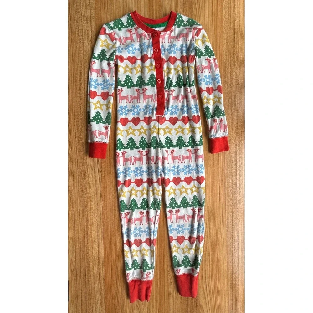 Girls Mini Boden Holiday Full Body Pajamas Size 5Y